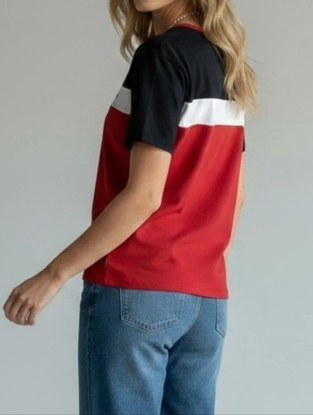 Tommy Hilfiger Y2K Tee L Red Short Sleeve Stripe Embroidered Logo Cotton Preppy